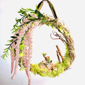 New Boy Elf and Caterpillar visiting Sticks n' Stones, Adorable Wreath handmade